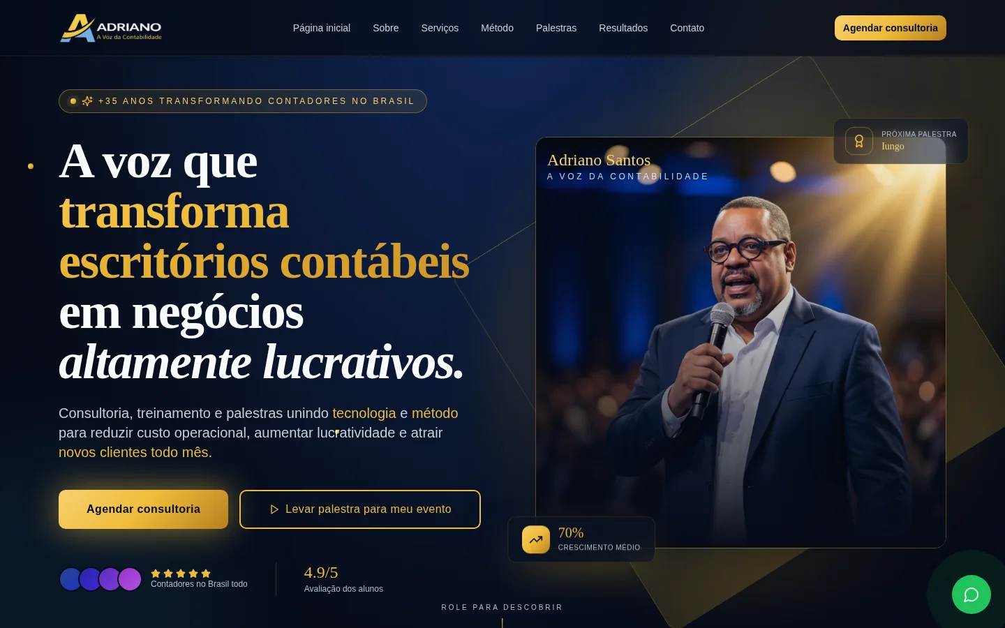 Versão desktop do projeto ADRIANO · A VOZ DA CONTABILIDADE