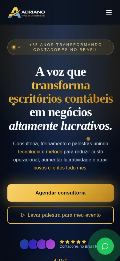 Versão mobile do projeto ADRIANO · A VOZ DA CONTABILIDADE